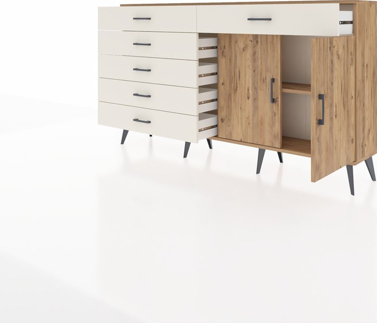 Arges Konsol Tek Raflı 6 Çekmeceli 2 Kapaklı 176x30x99 Çam-çam/ay Çam-çam/aytaşı Arges Konsol Tek Raflı 6 Çekmeceli 2 Kapaklı 176x30x99 Çam-çam/ay Çam-çam/aytaşı