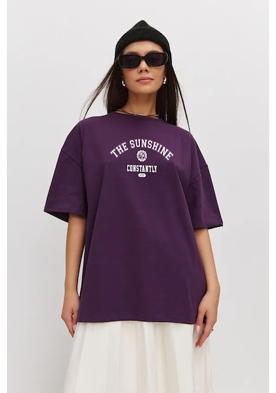 Unisex The Sunshine Baskılı Tasarım Tshirt Mor