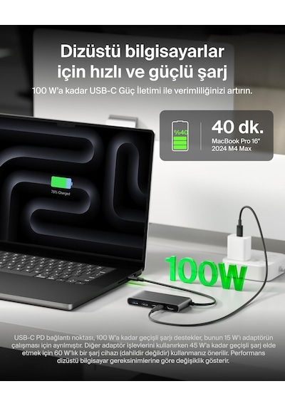 Belkin Usb-c Hub, 5 Portlu, 60 Hz De 4k Hdmi Ekran Desteği, 100w