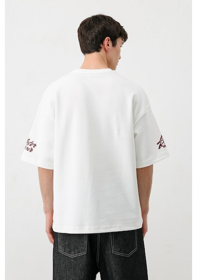 Vamos Oversize Baskılı Tişört V70-167 Vişne