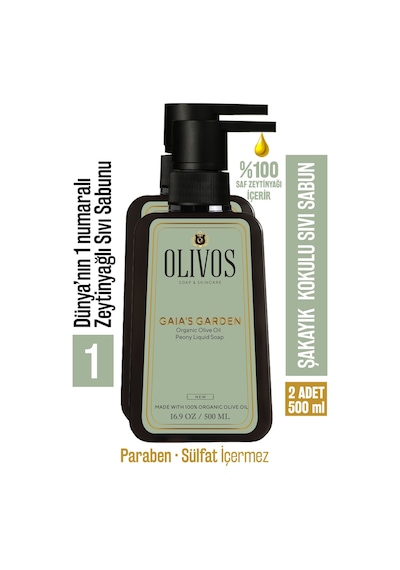 Olivos Zeytinyağlı Şakayık Kokulu Sıvı El Sabunu 2 x 500 ML