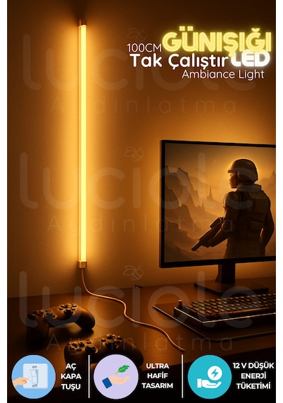 Mood Light Serisi 100 Cm 3200k Günışığı Led Bar Aç Kapa Anahtarlı Tak Çalıştır Lamba