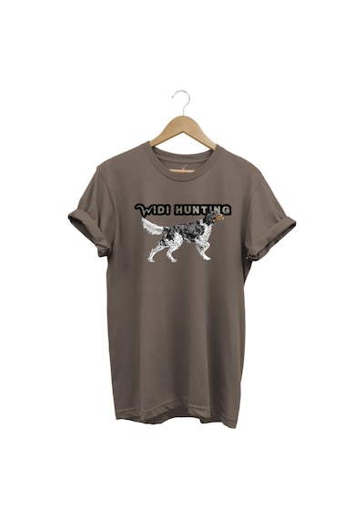 Widi Hunting Avcılık English Setter Av Köpeği Baskılı %100 Pamuk Regular Fit T-shirt Kahverengi