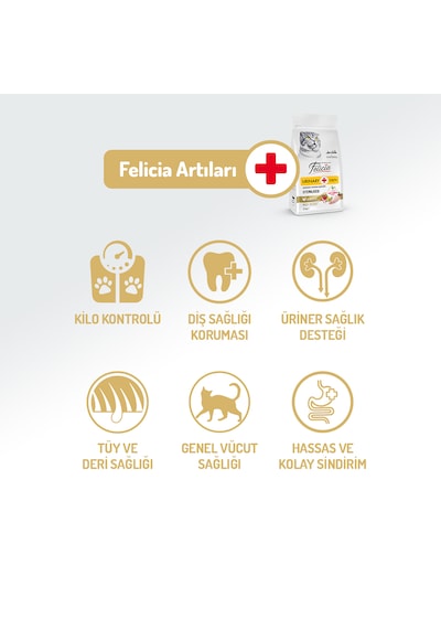 Felicia Sterilised Adult Tavuklu Düşük Tahıllı Kısır Kedi Maması 12 KG