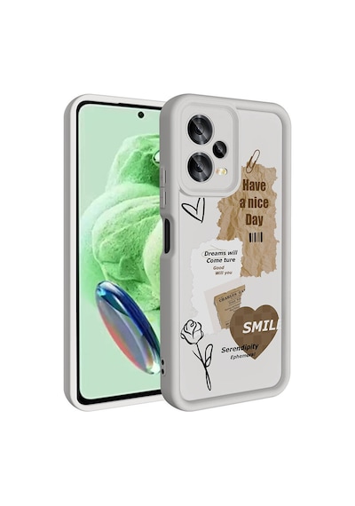Xiaomi Redmi Note 12 5g Kılıf Kamera Korumalı Baskılı Arka Yüzey Zore Klas Kapak Beyaz