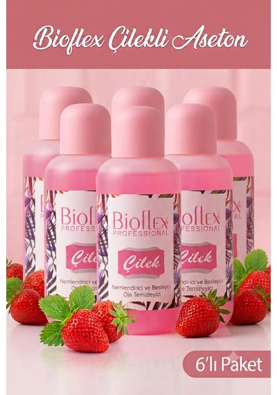 Bioflex Çilekli Aseton 220 Ml 6 Adet