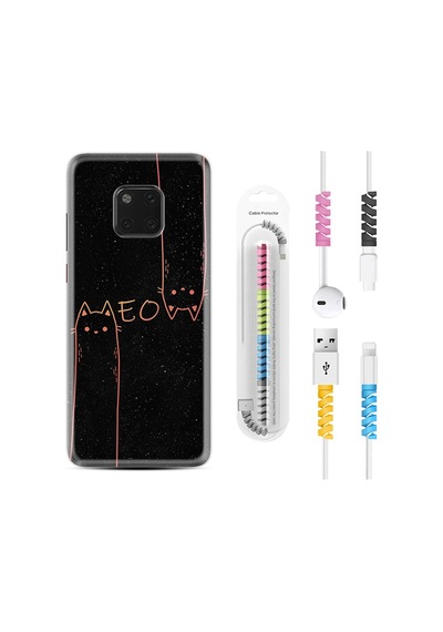 Huawei Mate 20 Pro Kılıf Kablo Koruyuculu Meow 1657