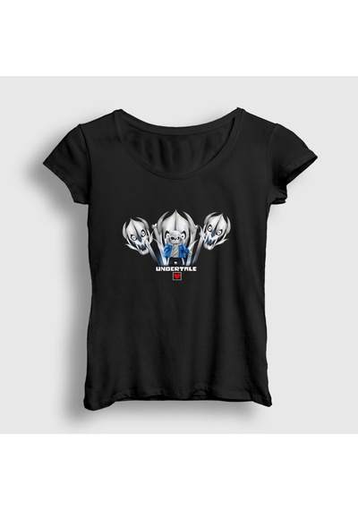 Presmono Kadın Gaster Blasters Undertale T-shirt Siyah