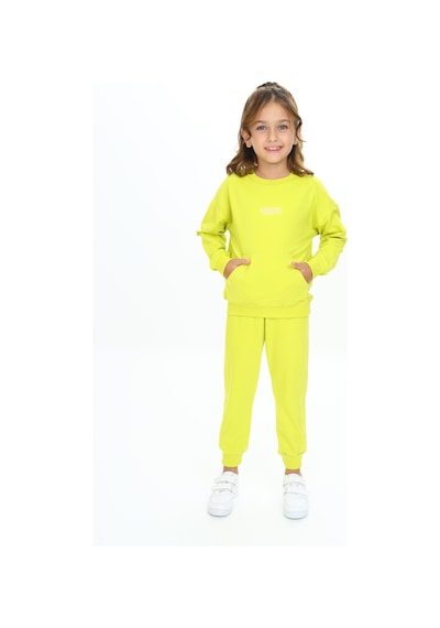 Toontoy Kids Toontoy Kız Çocuk Kanguru Cepli Tnty Nakışlı Eşofman Takım Yeşil