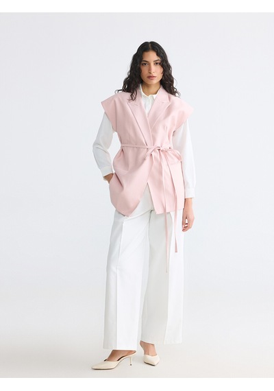 Lcw Modest Pembe Kuşaklı Kadın Klasik Yelek