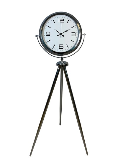 Krom Modern 150 X 45 Cm Metal Tripod Ayaklı Saat