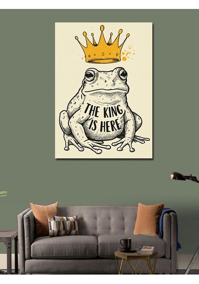 Kanvas Tablo Taçlı Kurbağa: "the King İs Here" 50cmx70cm
