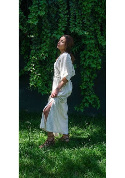 Dokuma Kaftan Elbise - Rahatlığın Şıklığı Ücretsiz Kargo İle Bej