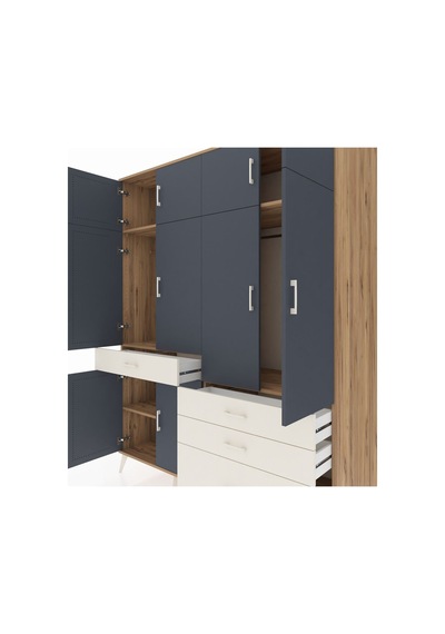 Kronos Gardrop 5 Raflı 4 Çekmeceli 2 Askılı 176x59x221 Çam-antrasit/aytaşı Antrasit/aytaşı Kronos Gardrop 5 Raflı 4 Çekmeceli 2 Askılı 176x59x221 Çam-antrasit/aytaşı Antrasit/aytaşı
