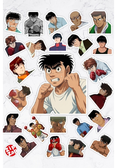 Hajime No Ippo Fighting Spirit Rising Anime Telefon Laptop Yapışkanlı Folyo Sticker Paketi 24 Adet Çok Renkli
