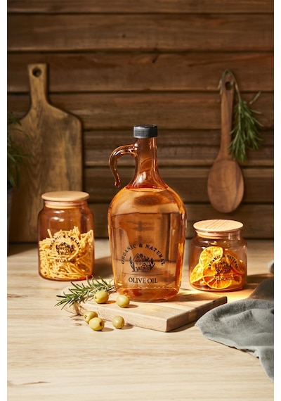 Selka Home 890 Ml Mary Ahşap Kapaklı Desenli Cam Kavanoz