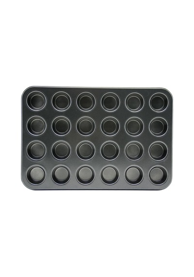 24 Gözlü Metal Muffin Kek Kalıbı Siyah 26 Cm