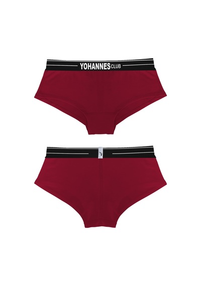 Yohannes Club, Kadın Pamuklu İç Çamaşırı Takımı, Renk Seçenekli, Üçgen Sütyen-kemerli Boyshort-boxer Külot Bordo