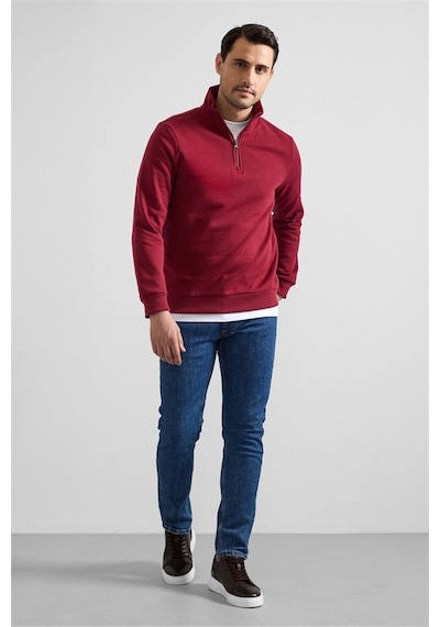 Süvari Koyu Bordo Regular Düz Yarım Balıkçı Yaka Sweatshirt Ssw2013700001-k09 Koyu Bordo