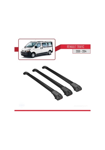 Renault Trafic 2001-2014 Arası İle Uyumlu Ace-1 Ara Atkı Tavan Barı Siyah 3 Adet Bar