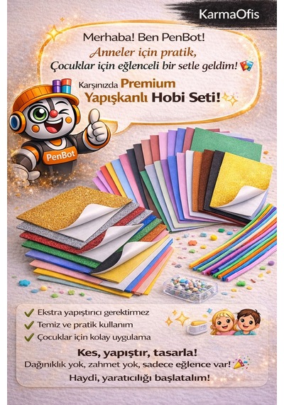 Yapışkanlı Hobi Seti A4 10 Lu Simli Yapışkanlı Eva, 10 Lu Yapışkanlı Eva, Keçe, Elişi Kağıdı, Şönil
