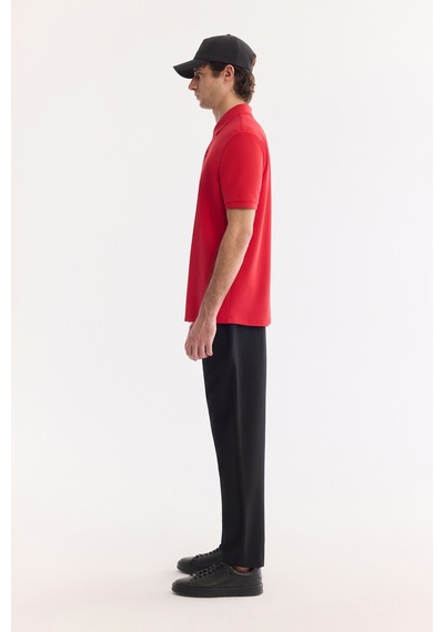 Avva Erkek Kırmızı Kıvrılmaz Polo Yaka %100 Pamuk Basic Regular Fit T-shirt B001032
