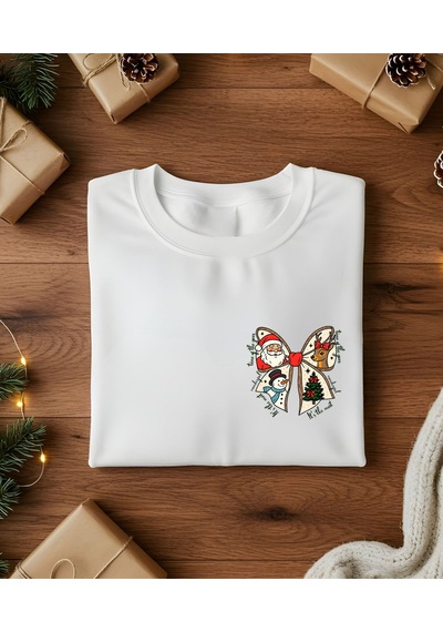 Aselinda Yılbaşı Temalı Fiyonk Baskılı Christmas Tişört-aile Kombin Tişört Kombin Yapmak İçin Ürün Ekleyiniz Beyaz