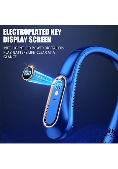 Bıçaksız Boyun Fanı Dijital Ekranlı Taşınabilir Mini Hava Soğutucu Usb Şarj Edilebilir