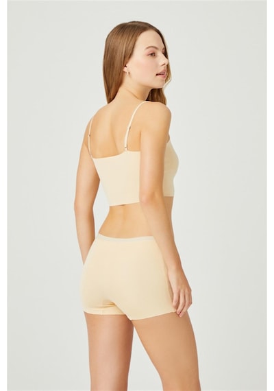 Cottonhill Ten Basic Lazer Kesim Dikişsiz Kadın Boxer Külot Ten Ten Rengi