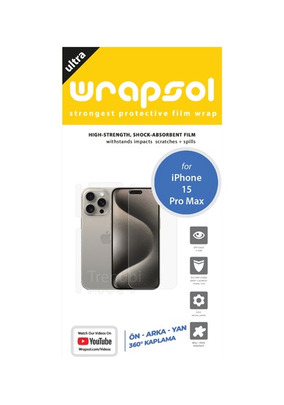 Apple iPhone 15 Pro Max Uyumlu Full Body 360 Derece Koruyucu Ön, Arka Yan Film