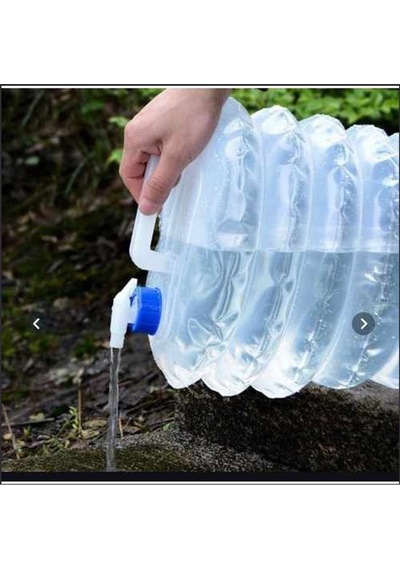 Musluk Kapaklı Akordiyon Portatif 10 Litre Bidon Container  Kova Şeffaf