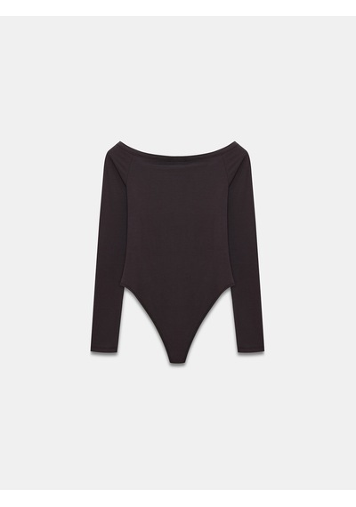 Dilvin 32661 Düğme Detaylı Bodysuit-koyu Kahve Koyu Kahve