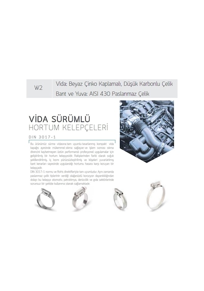 3 Adet W2 Hortum Kelepçesi 25-40 mm Ayarlı 430 Kalite Paslanmaz
