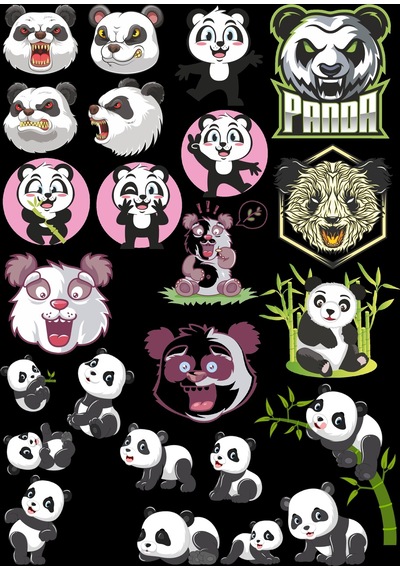 Panda Sticker Set -1 22 Parça Telefon, Tablet, Defter, Laptop Sticker