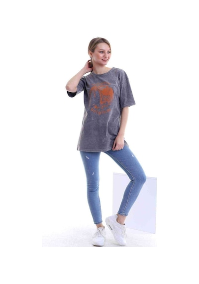 Kadın Oversize Antwerp Belgium Baskılı Tshirt
