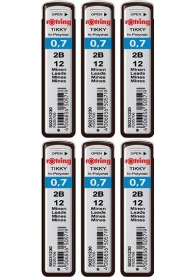 Rotring Hi-Polymer Kurşun Kalem Ucu(2B) 6 Lı paket 0,7