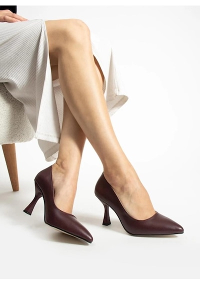 Feles Kadeh Topuklu Kadın Stiletto Ayakkabı Kahverengi