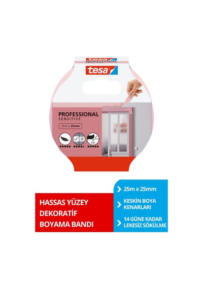 Profesyonel Maskeleme Bandı, Hassas Yüzeyler İçin, Keskin Kenar Boya Bandı, 25mx25mm