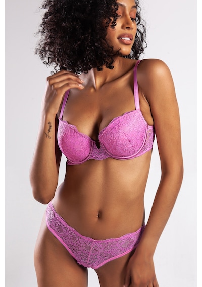Lenaca G.colors Balconette Foam Push Up Bra, Koyu Pembe Konforlu Ve Şık Sütyen Çok Renkli