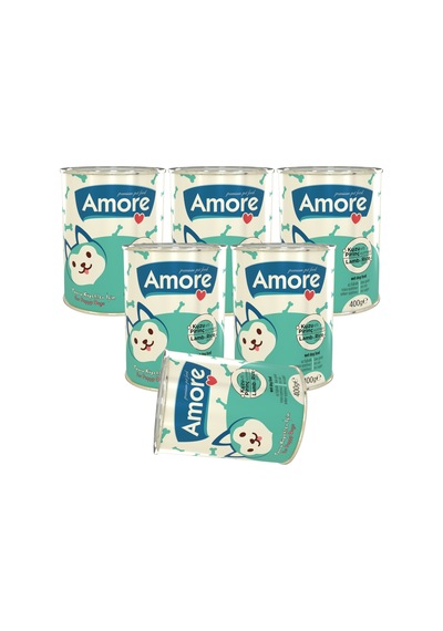 Amore Puppy Kuzu Etli Pirinçli Ezme Yavru Köpek Konserve Maması 6 x 400 G