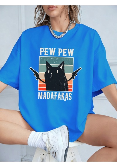 Noıssey Urban Pop Graphic Kadın Tişört Koleksiyonukod 5610 Bebe Mavi