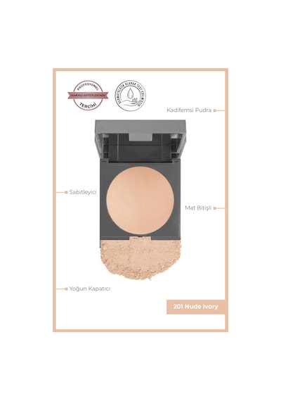 Alix Avien Mat Bitişli Sabitleyici Yoğun Kapatıcı Pudra Baked Powder 201 Nude Ivory 0