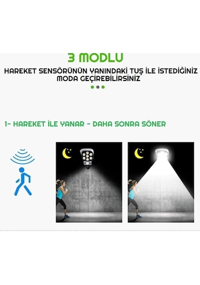 Kamera Görünümlü Hareket Sensörlü Uzaktan Kumandalı Solar Bahçe Lambası