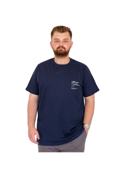 Mode Xl Büyük Beden Erkek T-shirt Bisiklet Yaka Space U25018 İndigo İndigo