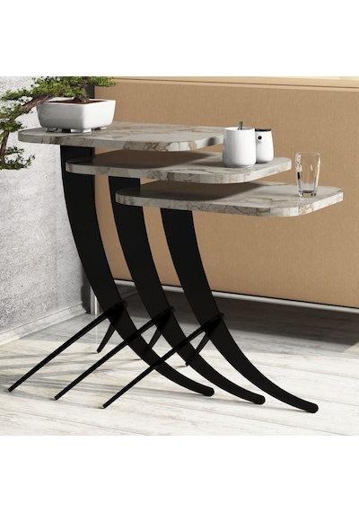 Variant Pion Metal Ayaklı 3Lü Zigon Sehpa (322107055)