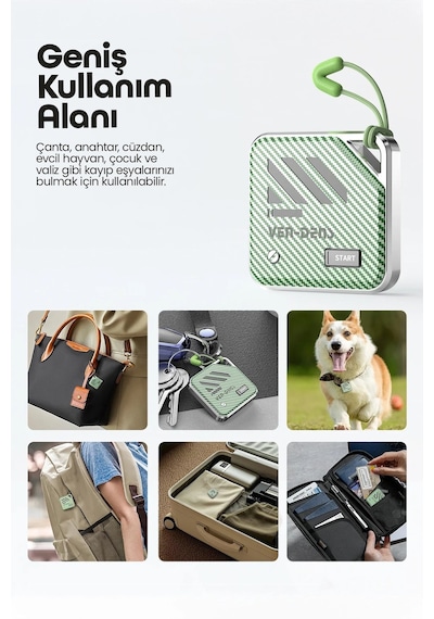 Ven-dens Vd-tag001 Find My Uyumlu Bluetooth Eşya Takip Cihazı, Sesli Anahtar Ve Çanta, Sarı