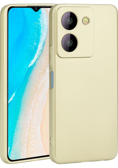 Noktaks - Vivo Uyumlu Vivo Y36 4g - Kılıf Mat Renkli Esnek Premier Silikon Kapak - Gold