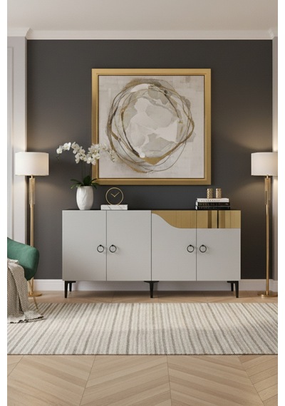 Ka1514 Gama Konsol Ve Tv Sehpası 150cm Beyaz-gold