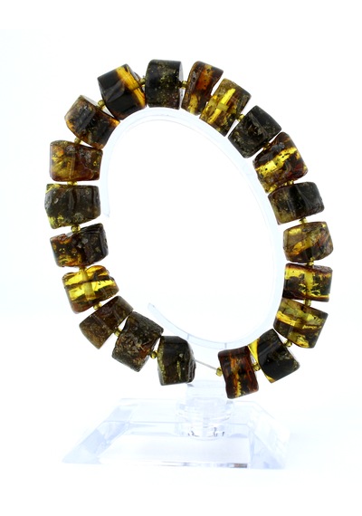 Kehribar Bileklik Amorf Tasarım Ambergold Blk23-139 Çok Renkli