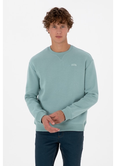 U.S. Polo Assn. Erkek Comfort Fit Bisiklet Yaka Şardonlu Mint Basic Sweatshirt 50313757-VR090